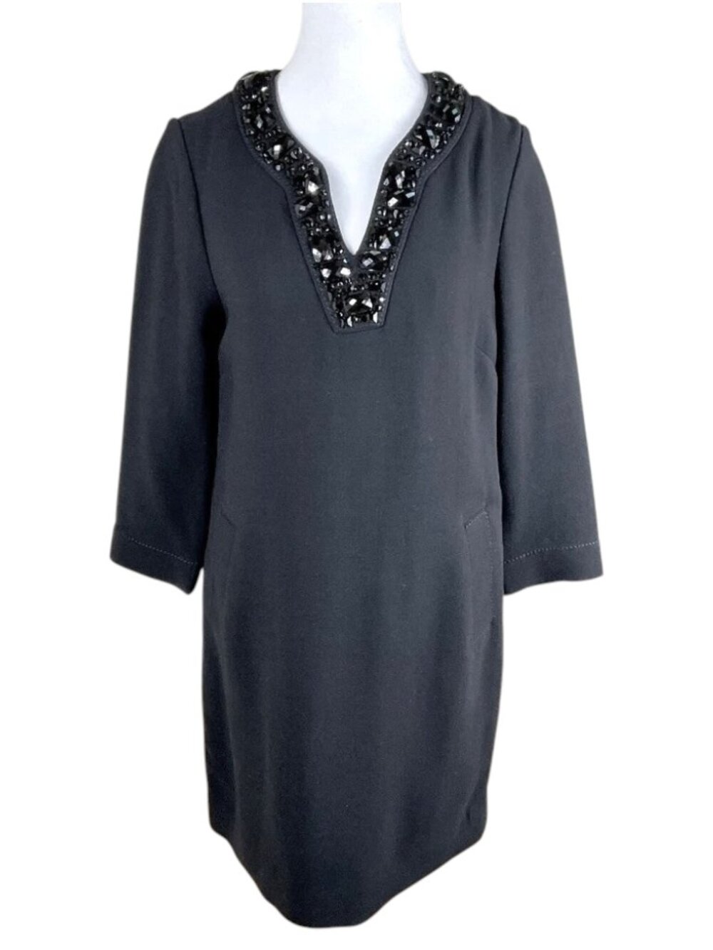 Kate Spade Dress Wool Blend Black Jewel Neckline (M)